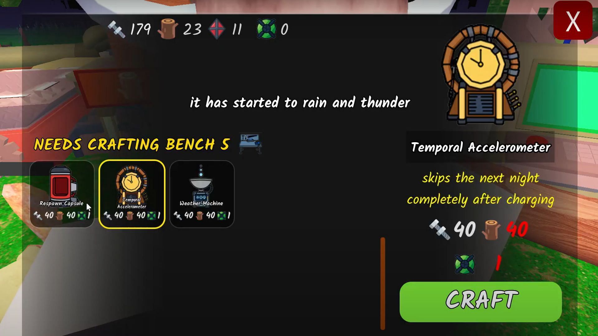 The newest Crafting Bench level (Image via Roblox)